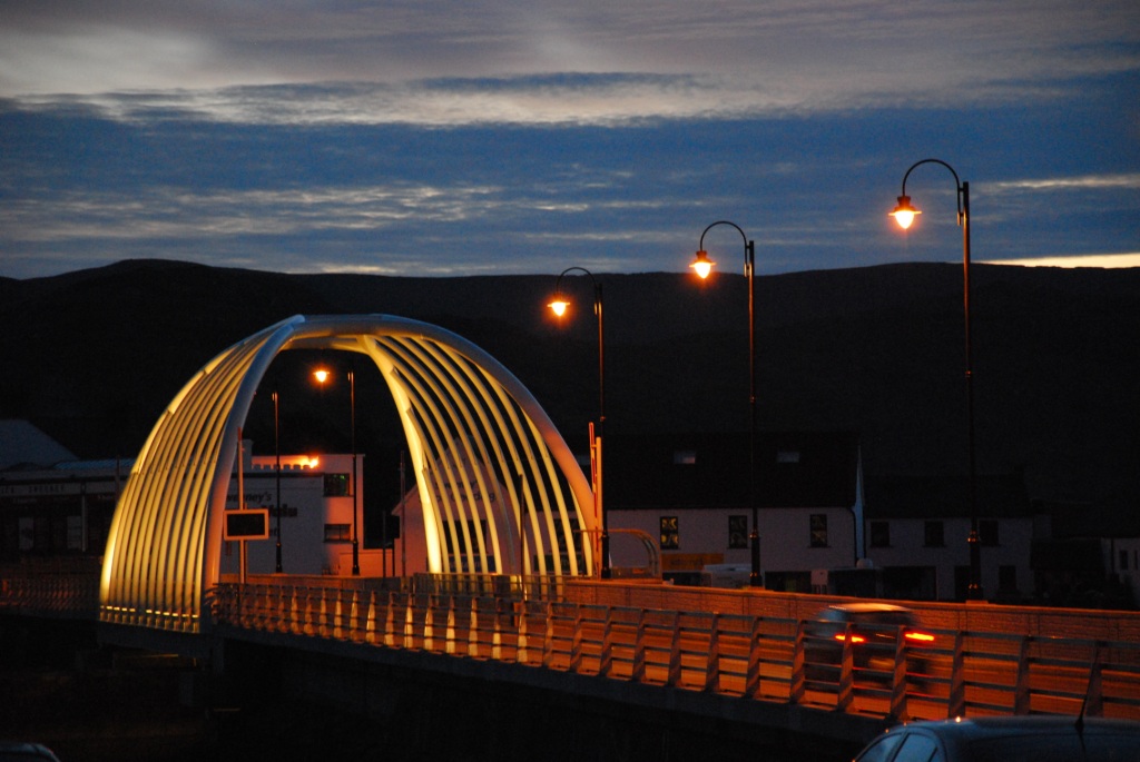 Achill Island bridge at night
